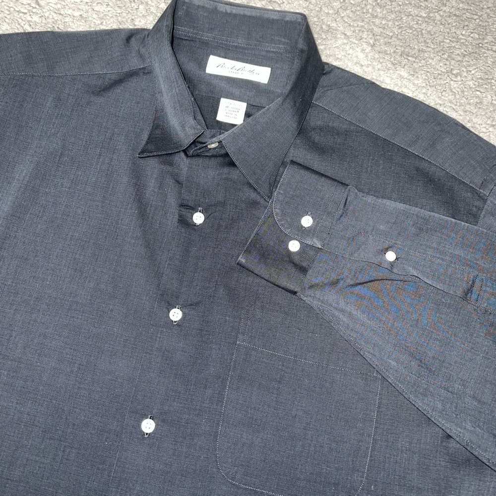 Brooks Brothers Stretch Dress Shirt Men's Size 17½-32/33 (XL) Charcoal Button Up